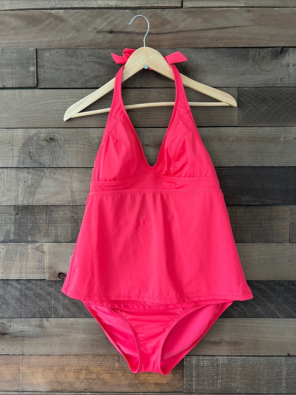 Title Nine Women's Set It and Forget It Tankini Lehua Bottom Swim Set Pink Large